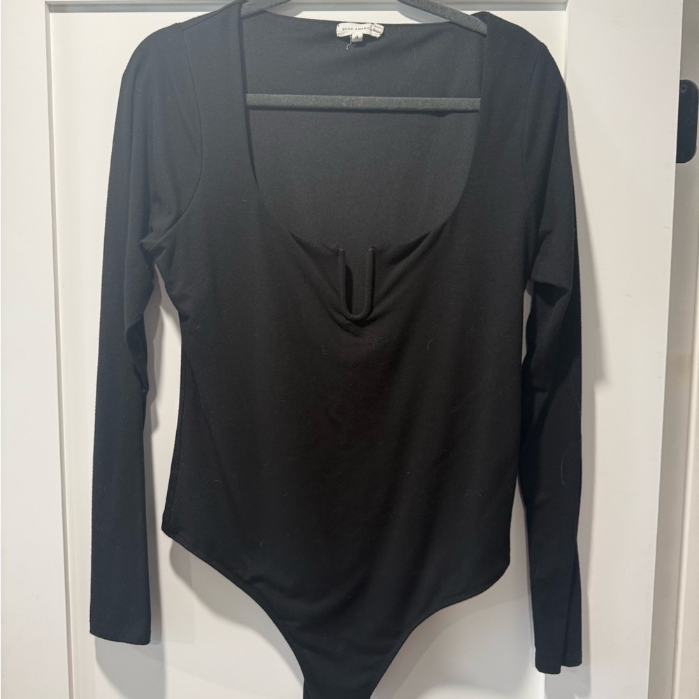 Good American Deep Scoop Black Bodysuit